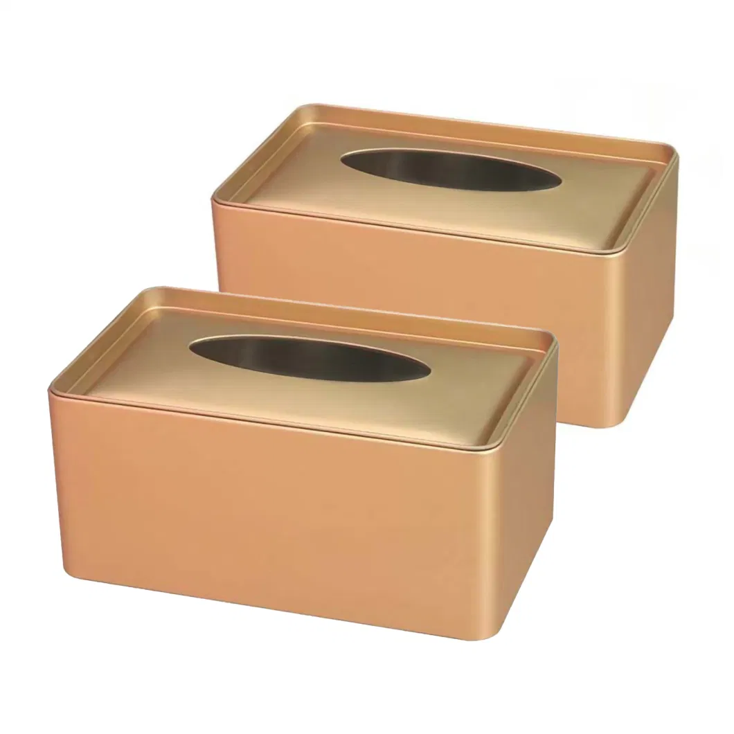 Rectangular Tissue Box Assurance Buckle Bottom Square Tissue Can Metal Napkin Holder