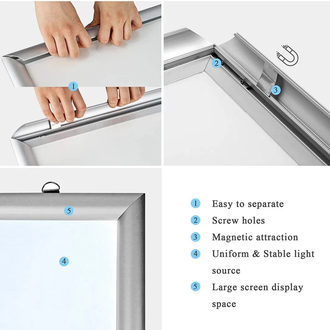 Front Open Aluminum 25mm Snap Frame A1/A2/A3/A4 Clip Poster Frame