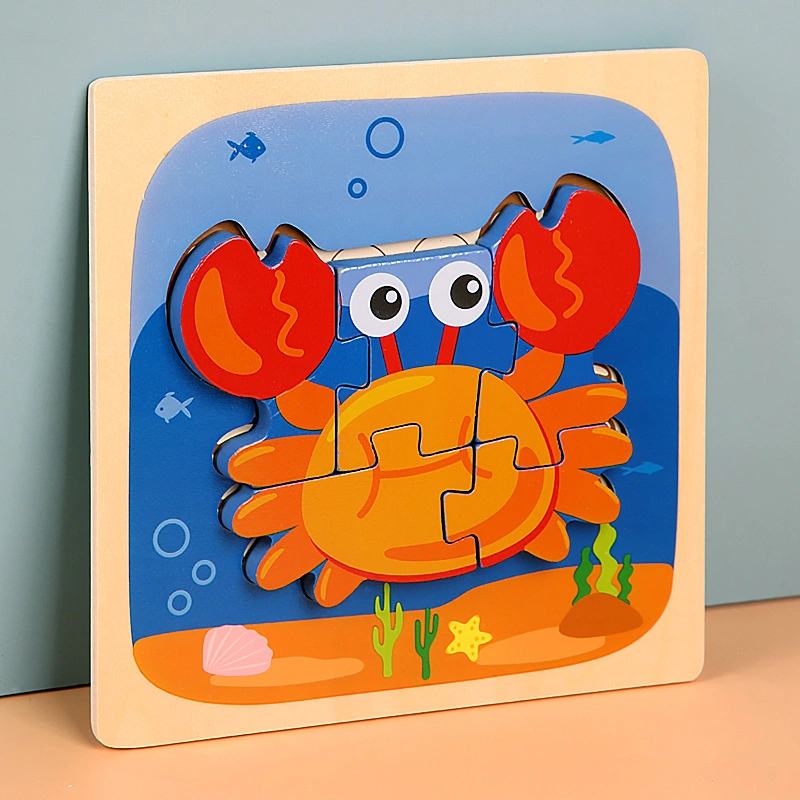 Children&prime;s Cartoon 3D Stereoscopic Wooden Jigsaw Puzzle