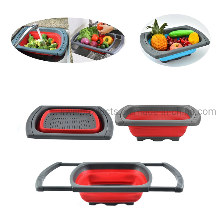 Handy Silicone Veggies Folding Drain Basket for Wash Fruits Vegetables