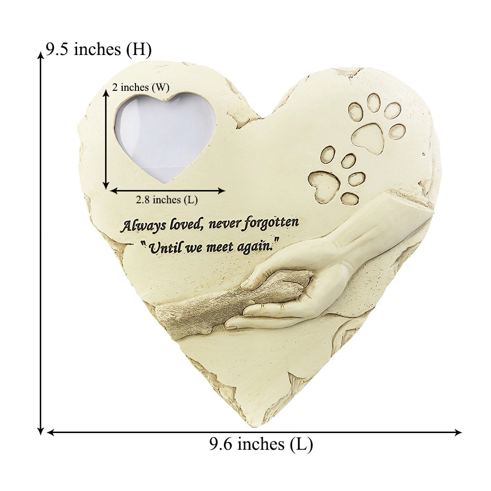 Custom Resin Heart Shape Pet Memorial Garden Stone Pet Memorial Picture Frame