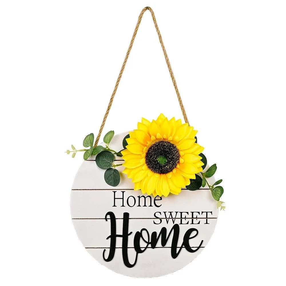 Rustic Wooden Sunflower Home Sweet Home Door Hanging Decor Welcome Sign Ci21891