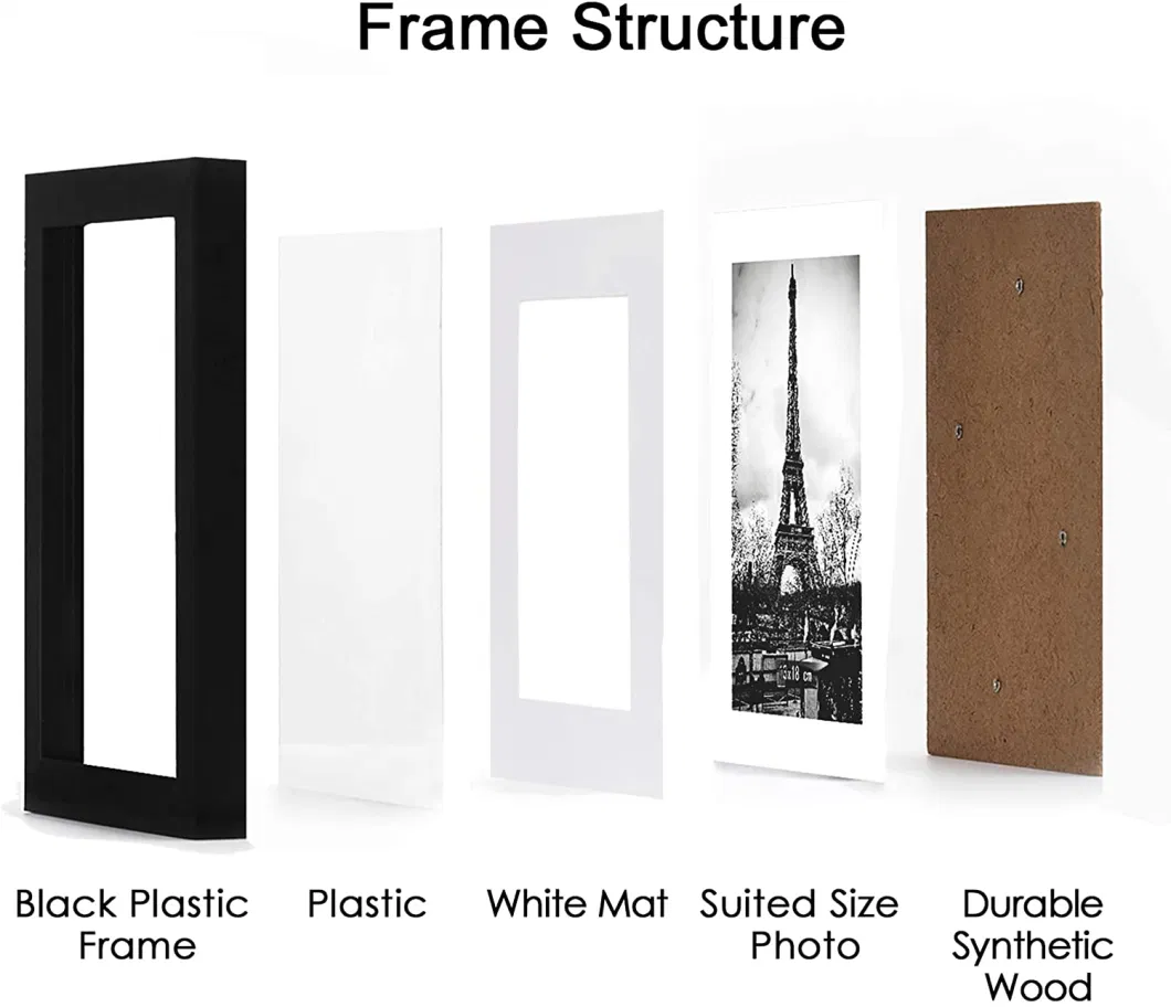 Black Wall Gallery Plastic Picture Frame for Living Room