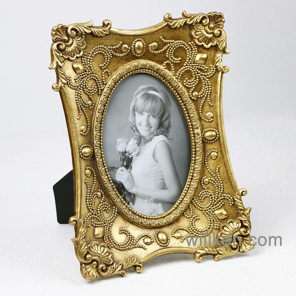 Olivery Victorian Inspired Antique Gold Flower Photo Frame