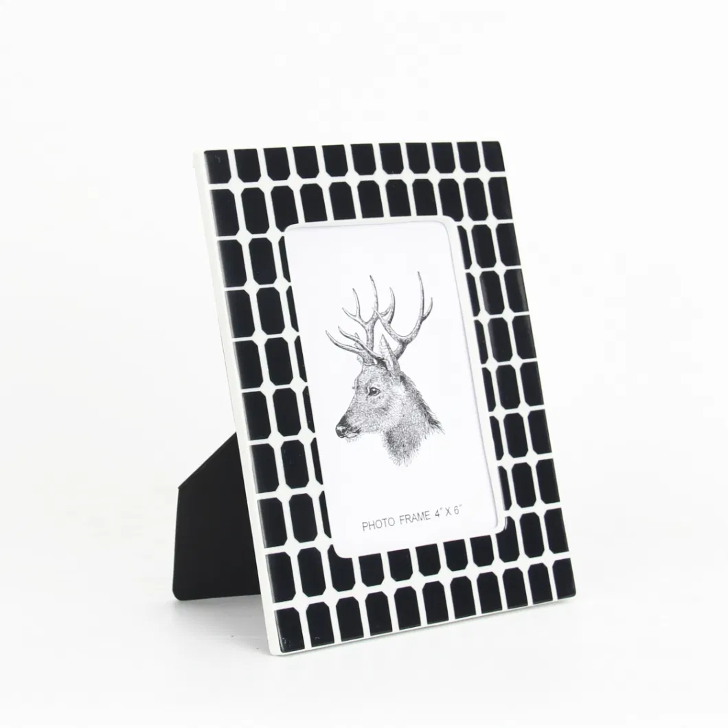 Fr002 Modern Design Ceramic Black and White Graduation Photo Frame Porcelain Square Photo Frame for Home Decor