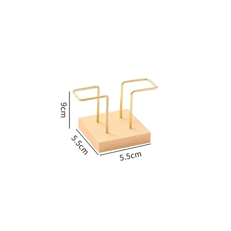 Solid Wood Modern Golden Holder Stainless Steel Napkin Holder with Wooden Stand