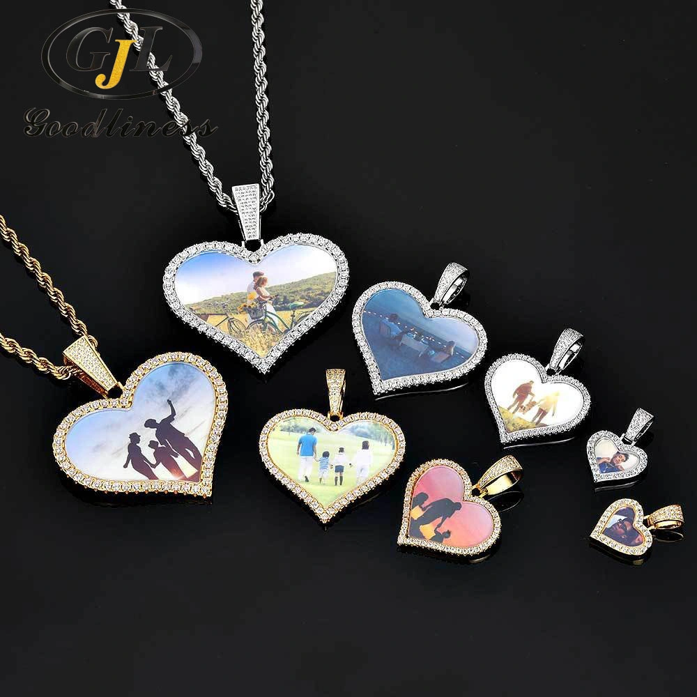 Fashion Brass Trist Chain Necklace Love Photo Frame Pendant Hiphop Jewelry