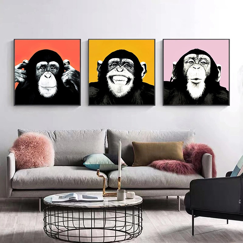 Chimpanzee Abstract Animal Wall Art Painting Custom Cheap Home Hotel Decor Modern Artistic Cool Colorful Framed Picture