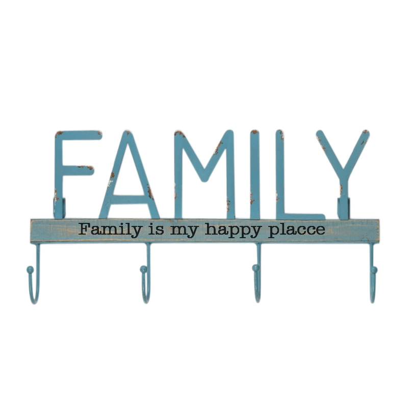 Home Blessed / Welcome / Smile / Family / Dream / Happy Home Metal Key Holder Hooks Wall Amount Iron Cloth Hanger