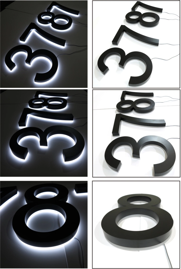 Metal Lighted Modern House Address Door Hotel Room Number Sign