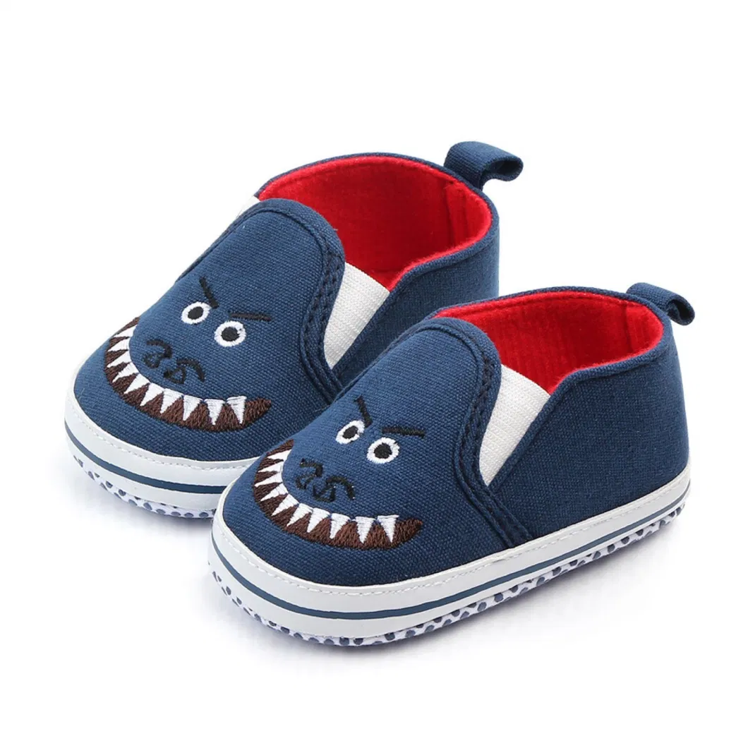 Factory Baby Shoes Gift Baby Casual Canvas Cartoon Print Rubber Sole Infant Moccasin Newborn