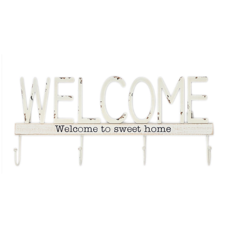 Home Blessed / Welcome / Smile / Family / Dream / Happy Home Metal Key Holder Hooks Wall Amount Iron Cloth Hanger