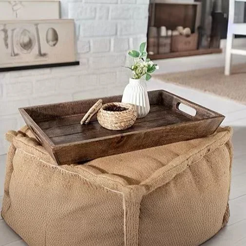 Wholesale Ecofriendly Wood Rectangle Square Decorative Tray Serving Wooden Tray