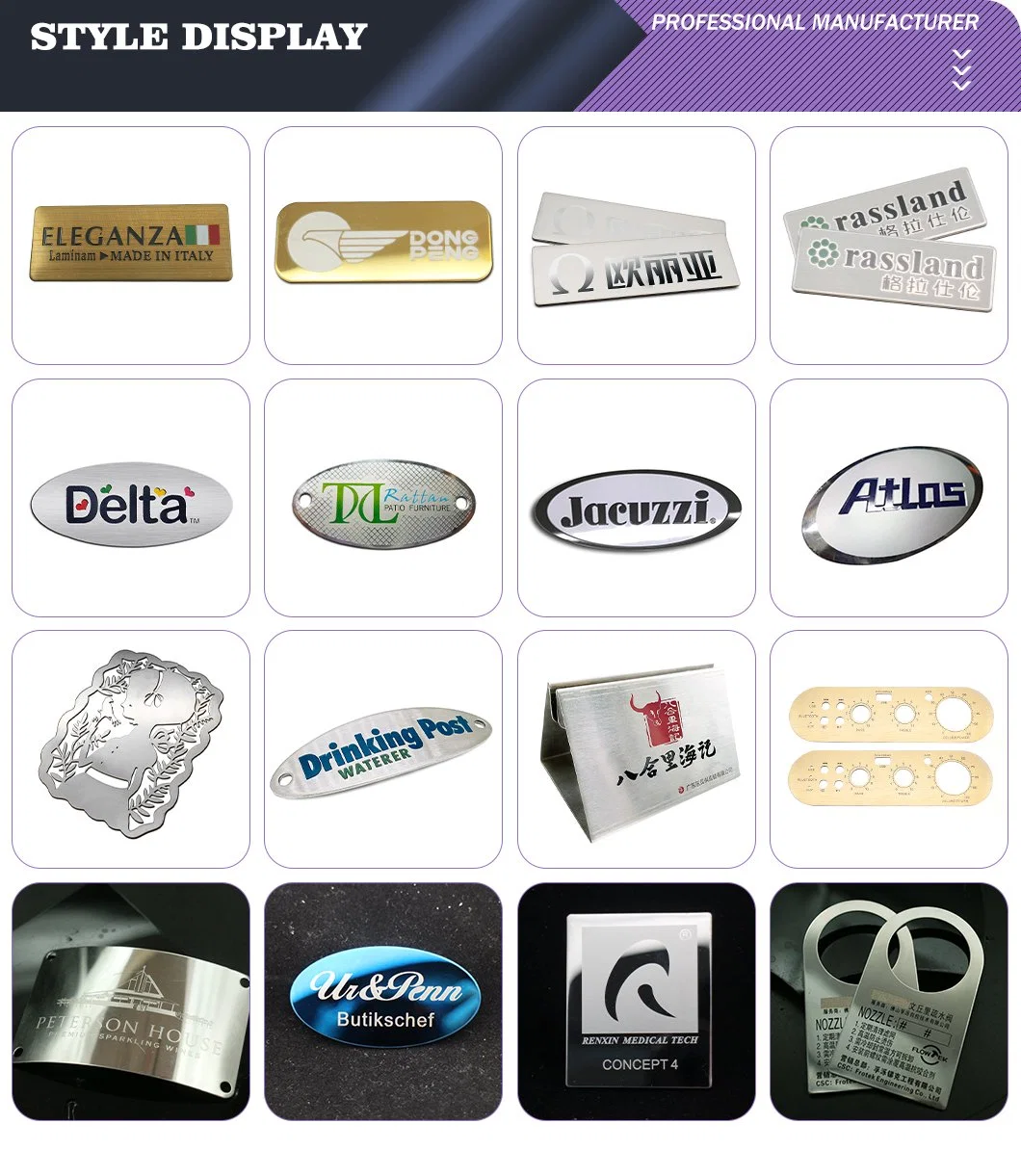 Engraved Metal Plate Custom Metal Logo Sign Name Plates Alu Plaques Aluminium Machine Nameplates