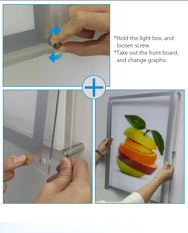 Clear Crystal Photo Frame Table Stand LED Lighting Menu A4 LED Frame