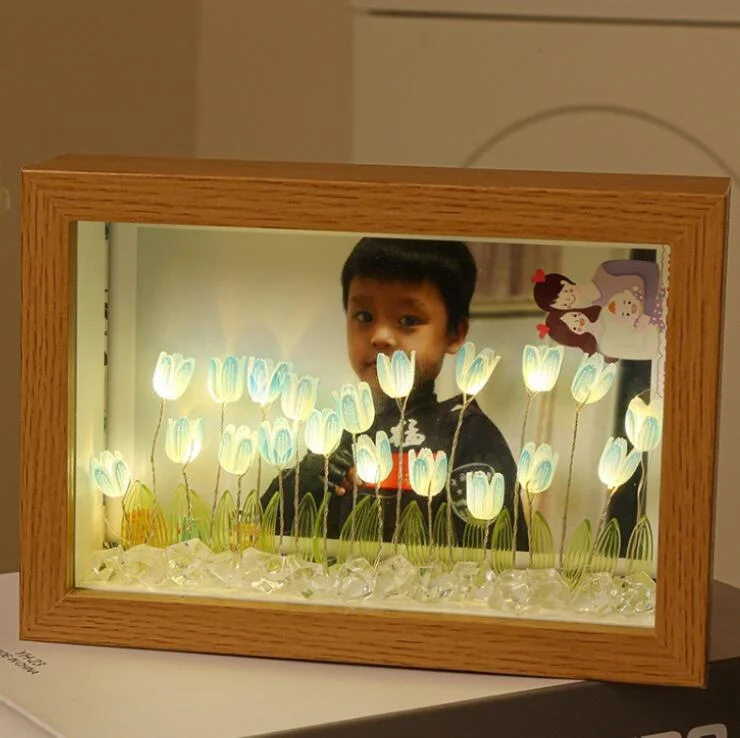 Custom 3D LED Night Photo Table Lamp Picture Frame LED Photo Frame with Flower Lights DIY