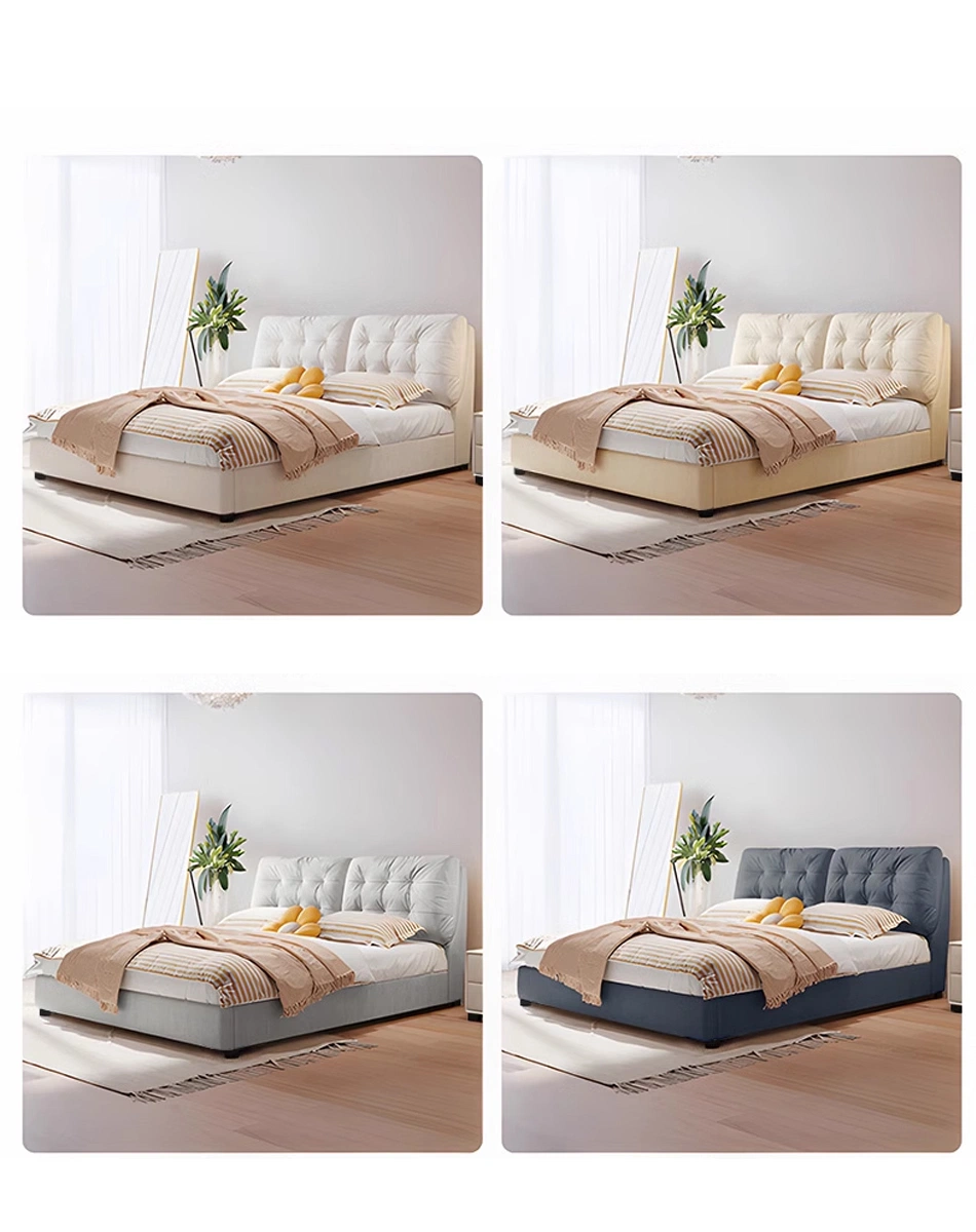 Modern Soft Bed Designs Cream Master Bedroom Furniture Modern Technology Velvet Fabric Bed Frame