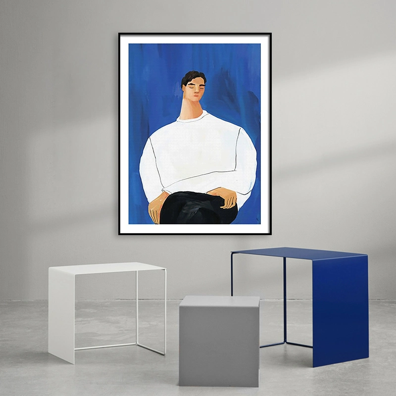 Nordic Blue Art Character Simple Man Picture Wall Decorations for Living Room Paintings