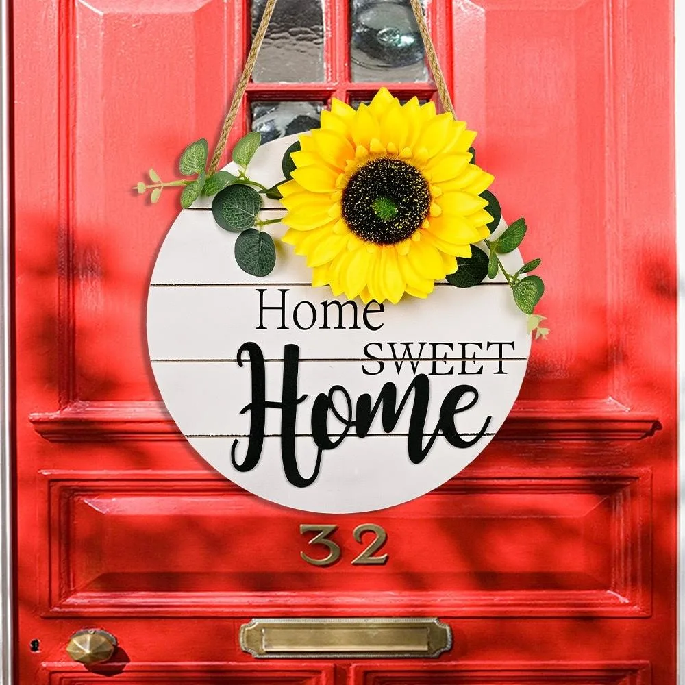 Rustic Wooden Sunflower Home Sweet Home Door Hanging Decor Welcome Sign Ci21891