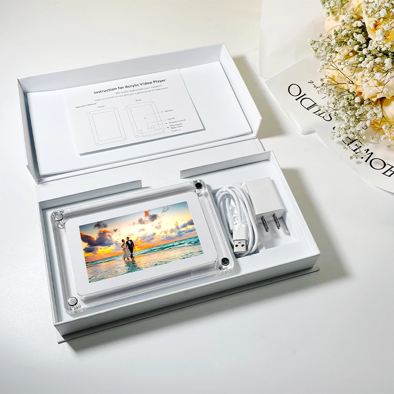 Wholesale Customized Design Wedding Book 7 Inch Video LCD Acrylic Digital Display Photo Picture Frame