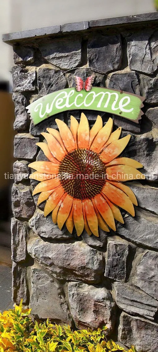 Metal Hanging Butterfly Sunflower Welcome Door Sign for Home Decoration