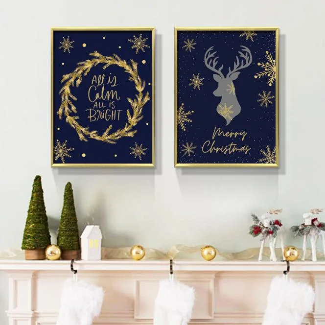 MDF Frame Wooden Christmas Decorations Hanging Picture Wall Frame Holiday Festival Decorations