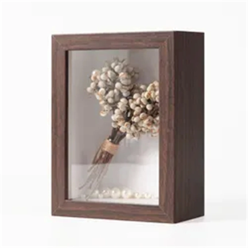 Wall Photo Frame Set 3D Deep Art Picture Frame Box Dried Flower Leaves Wood Photo Frame