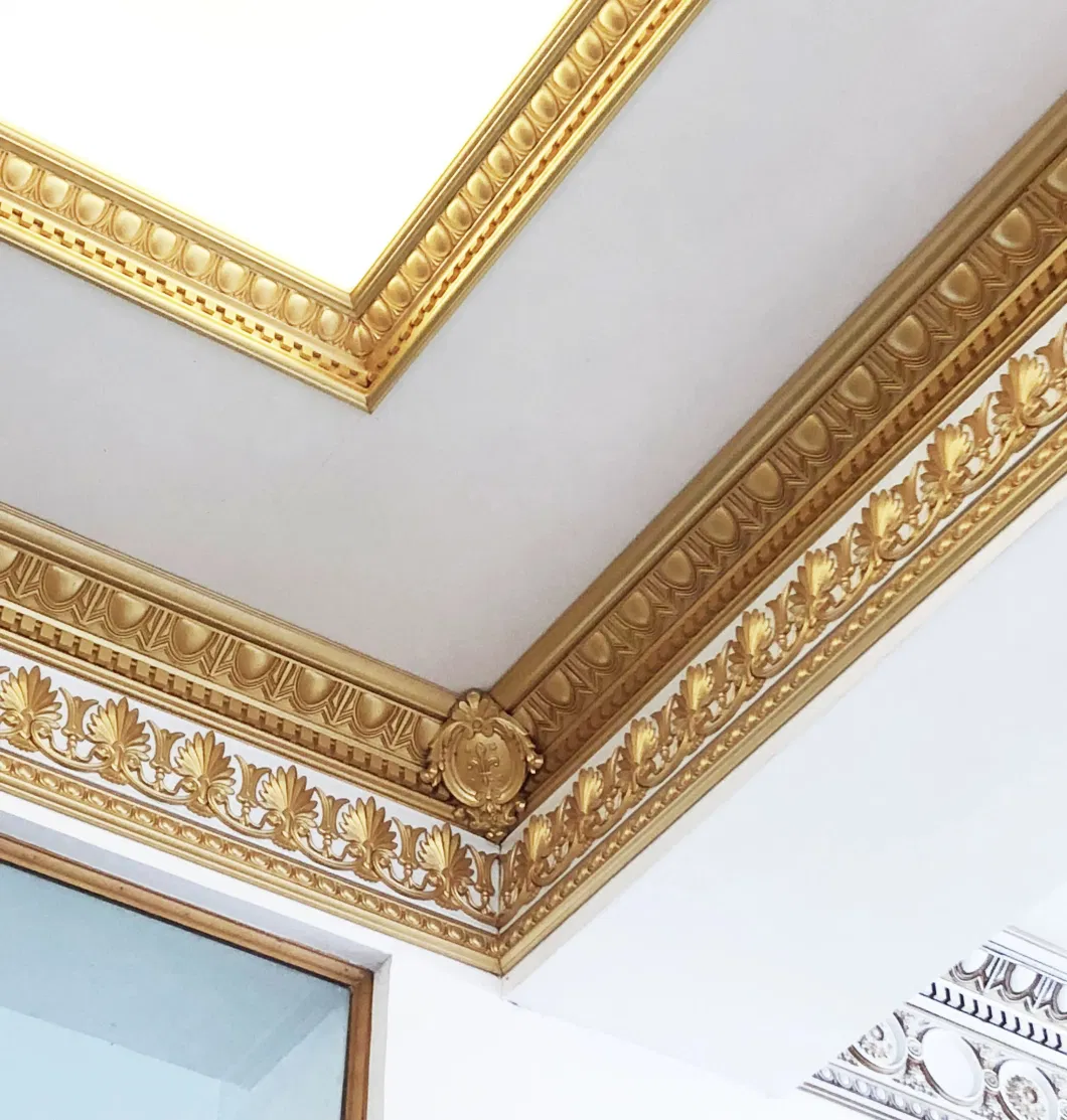 Luxury PVC Foam Decorative Waistline Interior Decorative PVC Moulding Golden Beltline Decoration Wall Cornetto