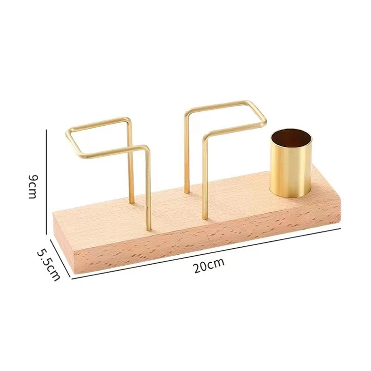 Solid Wood Modern Golden Holder Stainless Steel Napkin Holder with Wooden Stand