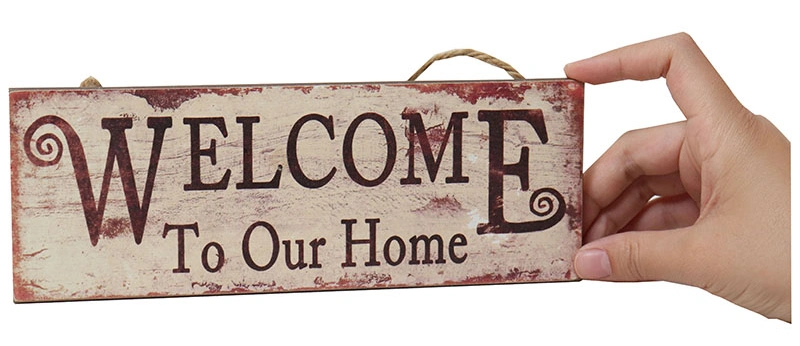 Custom Design Wooden Signs with Welcome to My Home Restaurant Signs Design Wood Door Signs for Decoratio