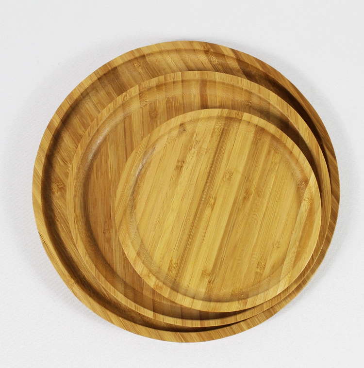 Large Round Drinks Decorative Wood Serving Tea Table Tray, Wholesale Bamboo Serving Tray