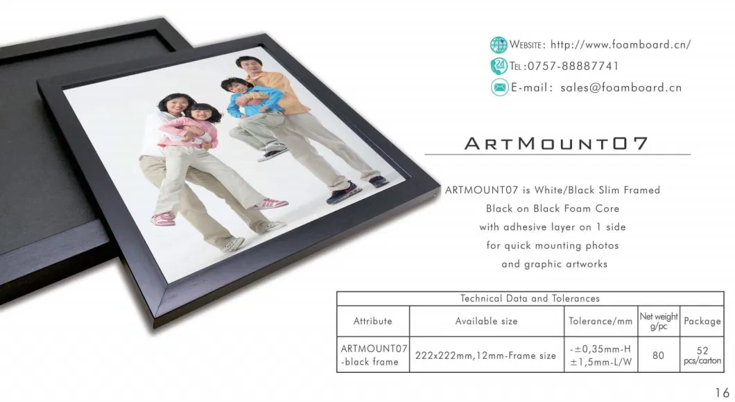 Removable PS/Polystyrene Photo Frame with Foam Board for Photo Installed