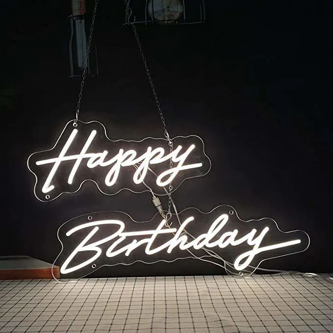 Happy Birthday Neon Sign Customized Neon Signs with LED Free Design Custom