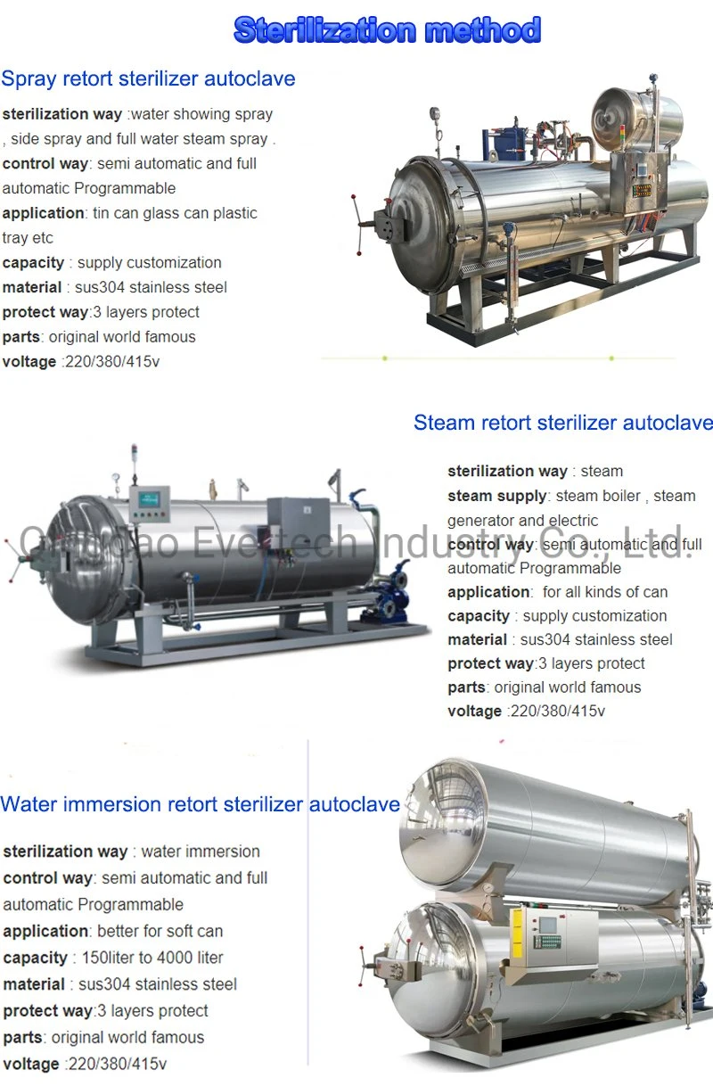 Double Layer High Temperature Sterilization Pot Retort Sterilizer/Automatic for Canned Food