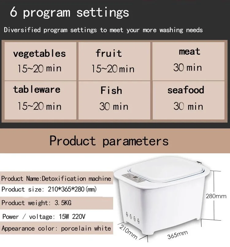 Household Mutifunction Ozone Fruit Vegetable Detoxification Machine Foods Meats Cleaner Sterilizer