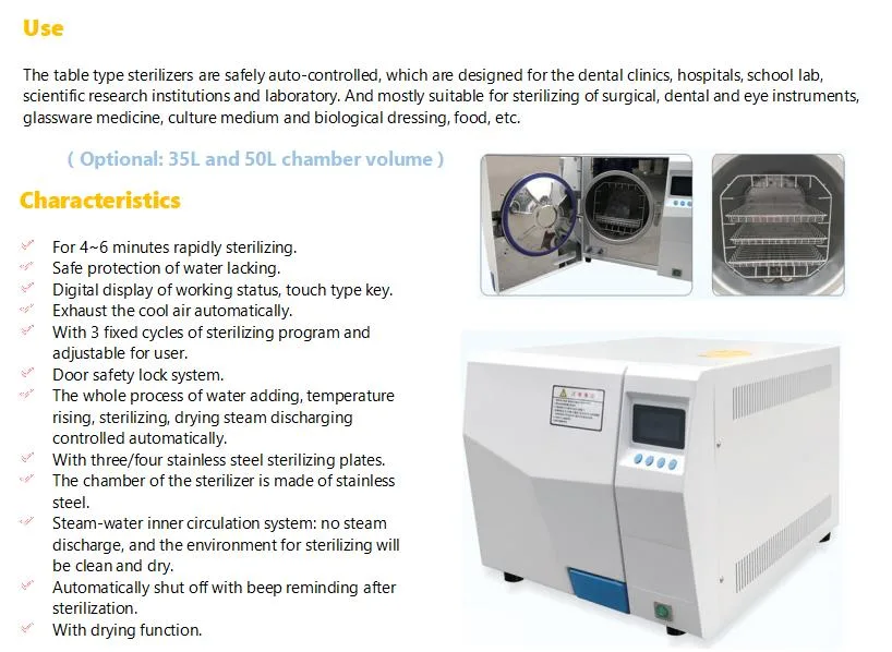 20L/24L Medical Table Top Steam Autoclave Sterilizer