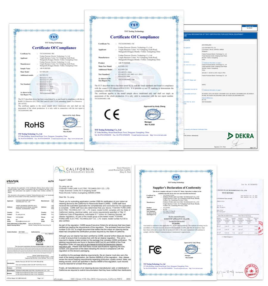 Smart Home Multi-Function UV LED Light Sterilizer Pm2.5 Air Quality Monitor Air Purifier with Medical Grade HEPA H13 Filter