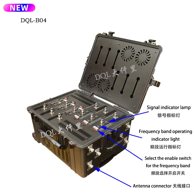 9-Frequency 16-Channeldql-B04-1609 Portable Anti Drone Equipment Multifunctional UVA Signal Jammer