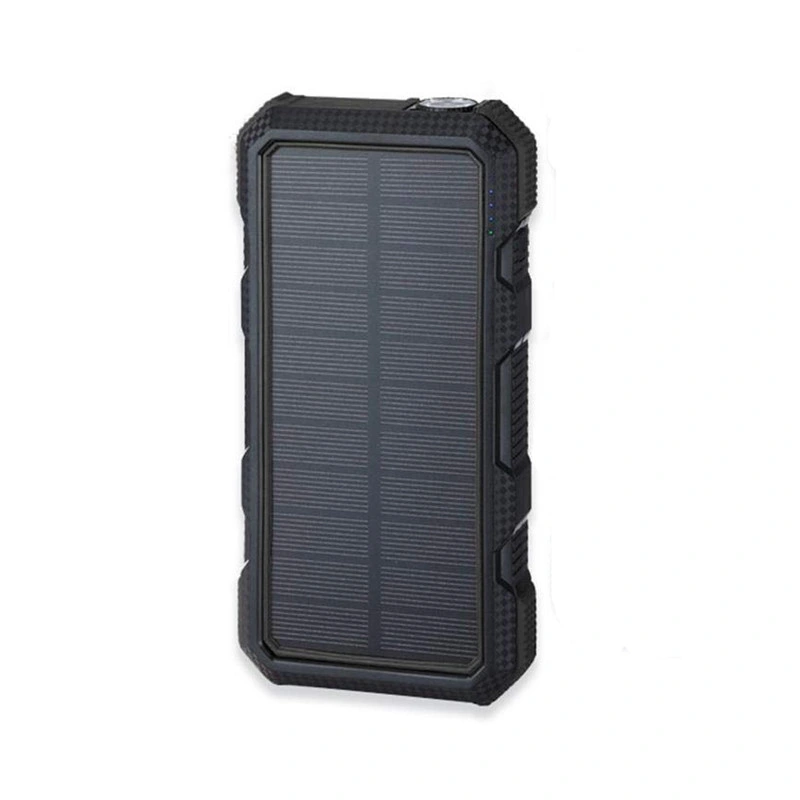 20000mAh Solar Power Bank Wireless Charger Dual USB + Type-C 18W Pd Fast Charging Mobile Power with LED Flashlight (Not Support FOD Function) - Black