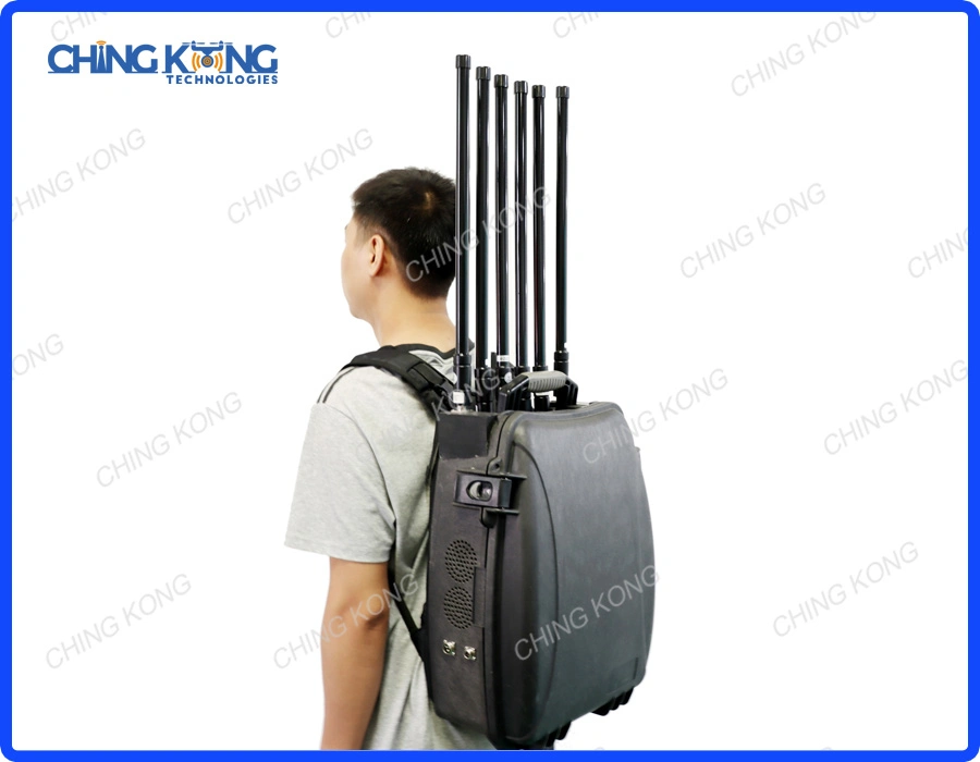 6 Channels 150W Backpack 2.4G GPS 5.8g 433 Anti Drone Signal Jammer