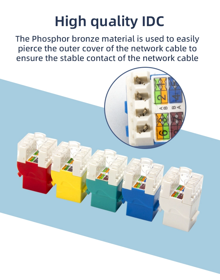 Cat 6 Unshielded Modular Punch Down 180 Degree Keystone Jack RJ45 8p8c Cat5e CAT6 CAT6A UTP Modular Jack