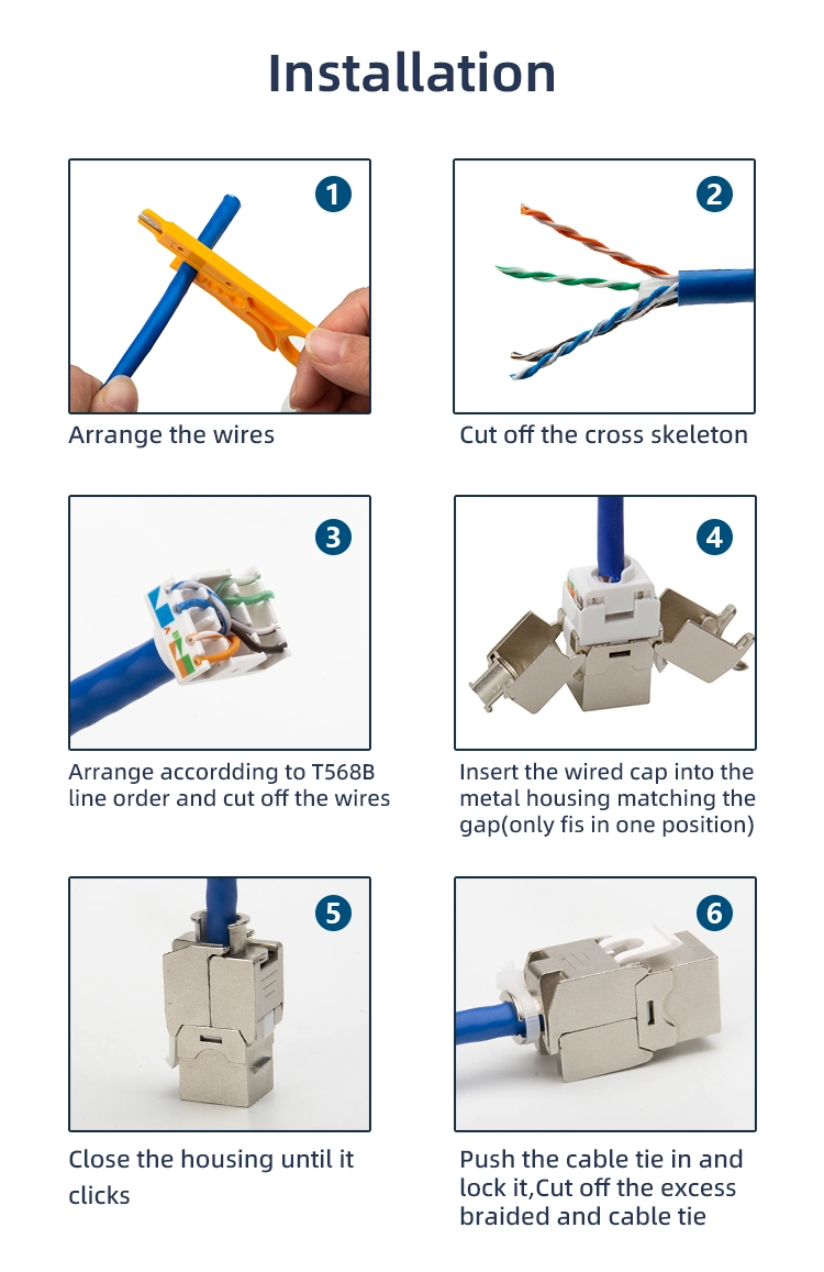 RJ45 Toolless Zinc Alloy FTP Connector Jack CAT6 CAT6A Keystone Jack