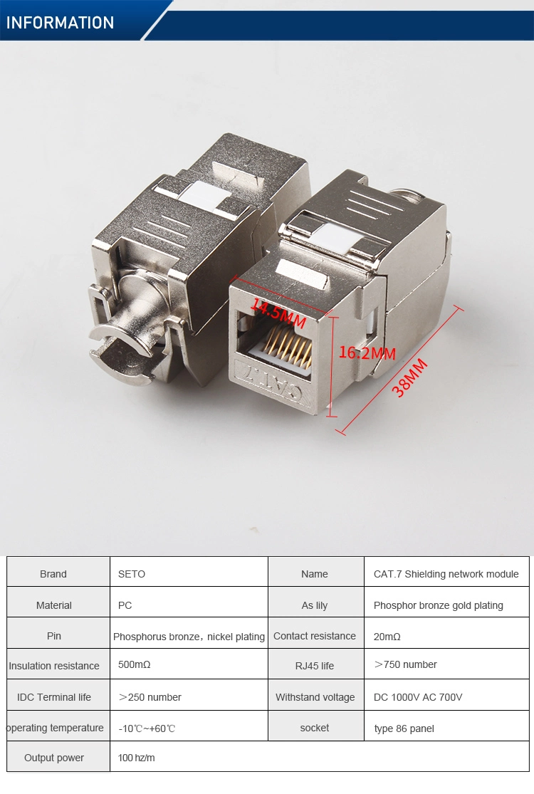 High Quality STP Shielded Toolless RJ45 Cat7/CAT6A AMP Keystone Jack