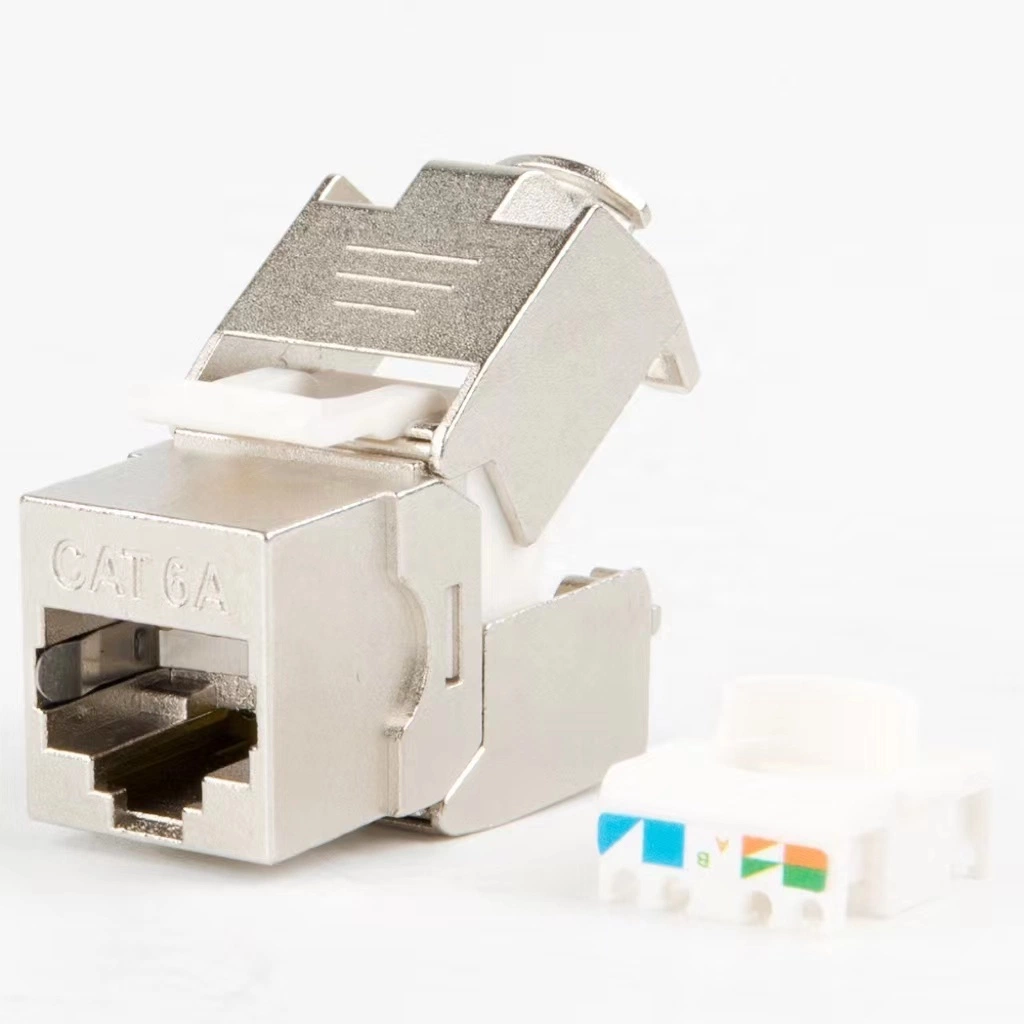 Cat6a RJ45 STP Tool-less Type Zinc Alloy Module Shielded Keystone Jack Adapter Modular Jack