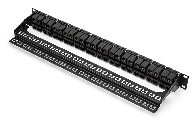 48-Port 1ru Cable Management Bar Included CAT6 Coupler Network Patch Panel