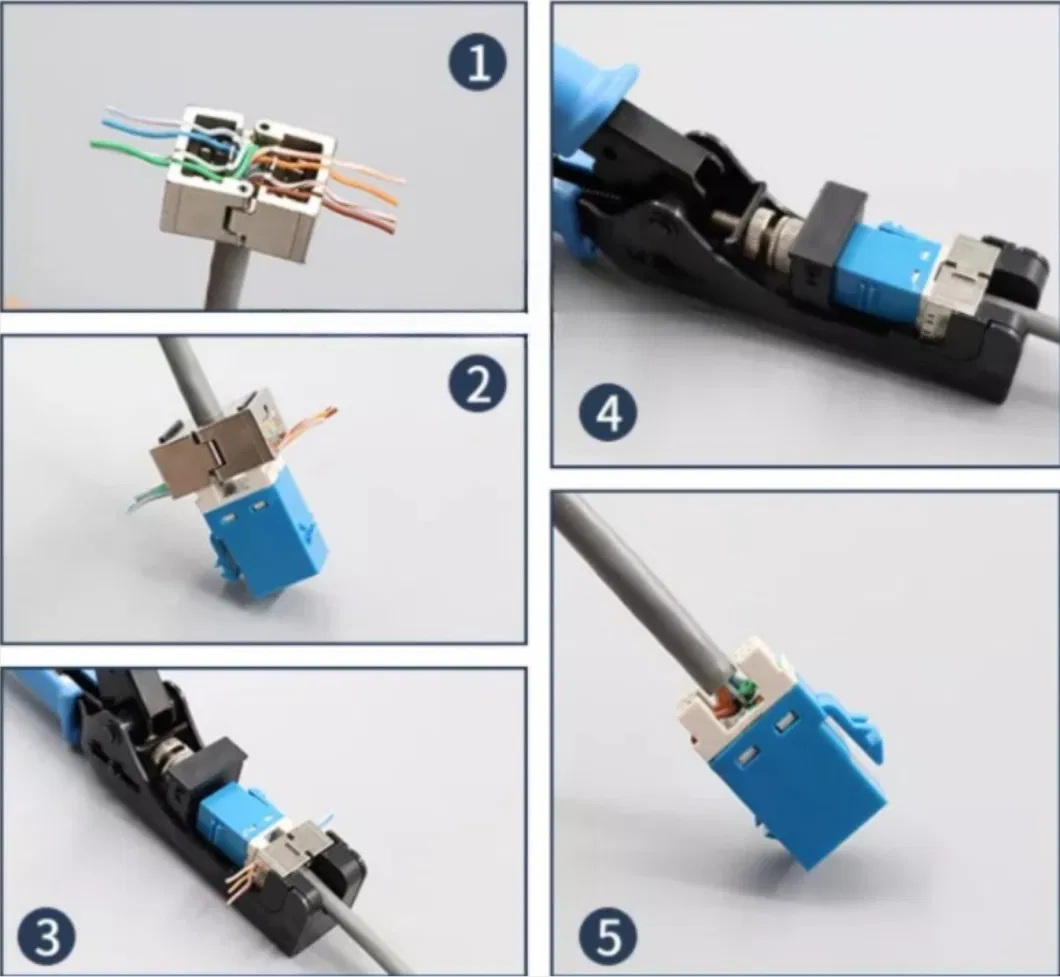 FTTH Shielded UTP 8p8c CAT6 180 Degree Network Modular Keystone RJ45 Jack