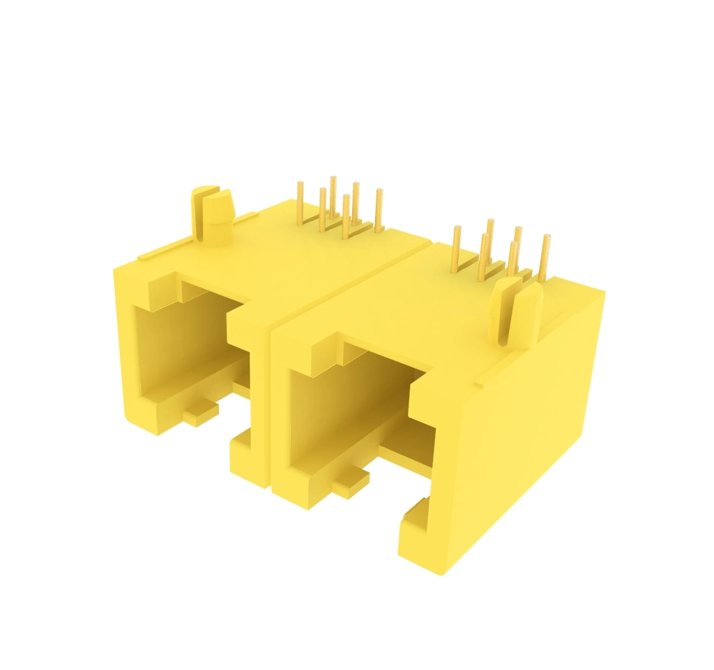 Unshield Side Entry 1X2 Ports Tab up 6p Rj12 Modular PCB Jack