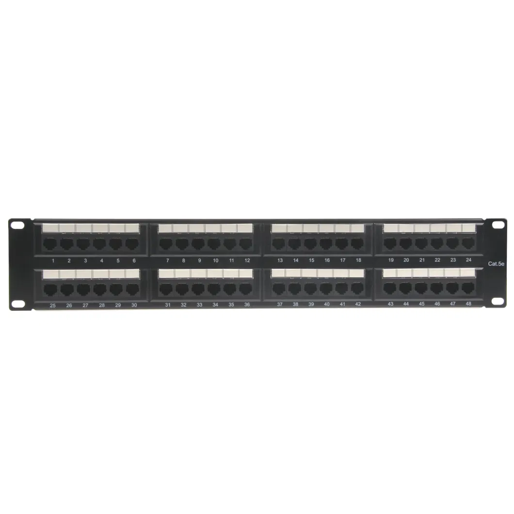 2u 19inch 48 Ports Cat 6 UTP RJ45 PCB Patch Panel Dual IDC with Back Bar Rack Mount