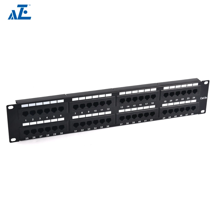 Aze Popular Market Keystone Wall Mount Cat5e 48 Port Patch Panel Data Ethernet Cable Patch Panel-C5epanel2u48