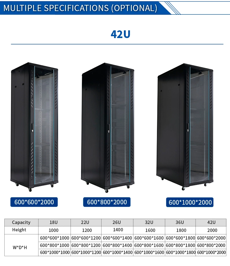 27u Network Rack Cabinet Data Center Equipment Server Rack 19 Inch for It Equipment Patch Panel Brackets PDU Mesh Door